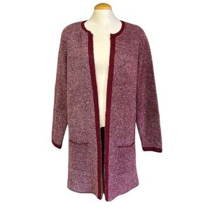 Cyrus Women's Large Long Open Front Red Cardigan